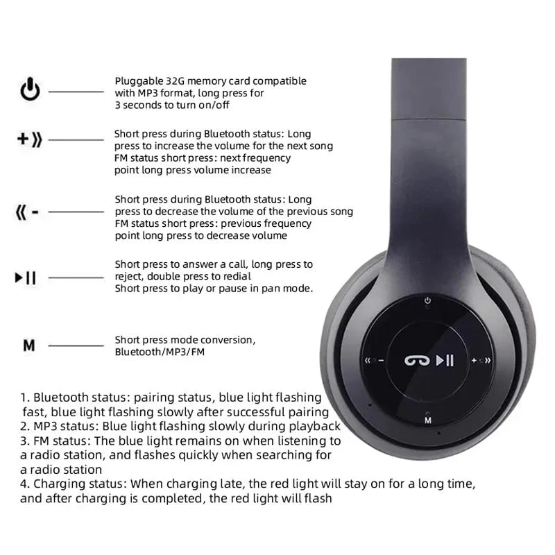 Écouteurs Bluetooth P47 basses puissantes - Kyoukaï