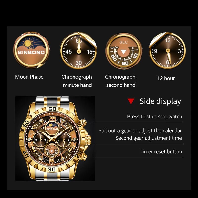 Montre luxe BINBOND phase lune - Kyoukaï