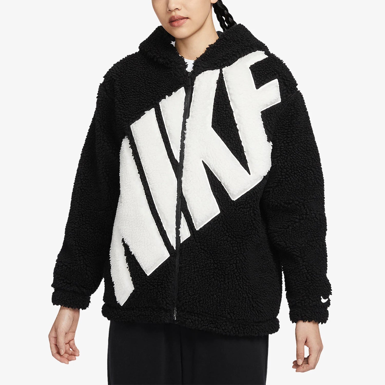 Nike Official Genuine Winter New Arrival Women's Faux Shearling Warm Hooded Casual Jacket FB8696 - Kyoukaï