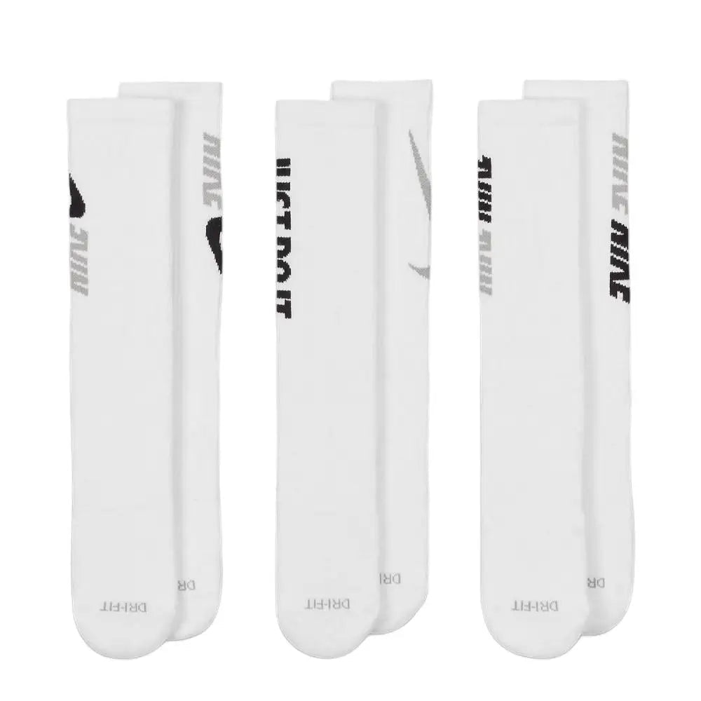 Nike Socks: 3-Pack of Men's and Women's Sports Socks / Basketball Socks / Durable, Moisture-Wicking Cotton Socks SX5545-100 - Kyoukaï