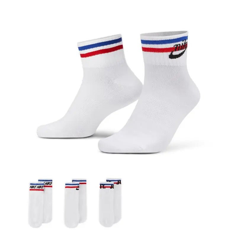 Nike Socks Three-Pack Nsw Everyday Essential Unisex Socks Fitness Running Sports Short Socks Striped Simple Fashion Casual Socks Dx5080-100 - Kyoukaï