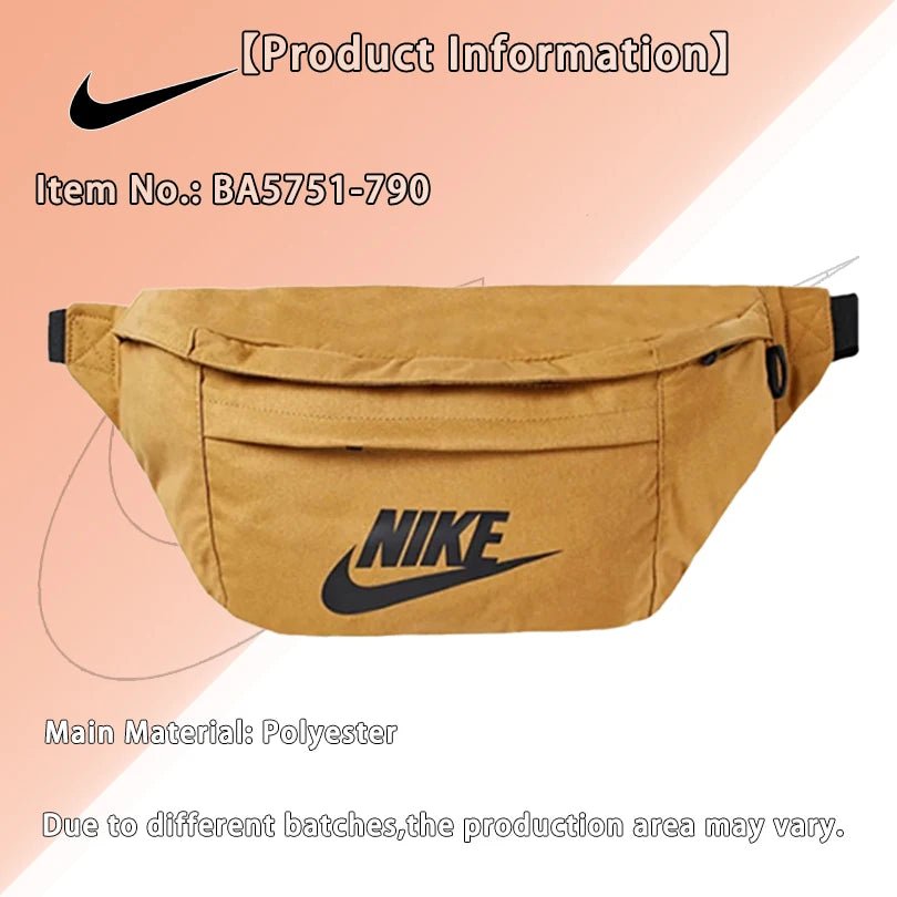 Nike Tech Hip Pack Unisex Crossbody Shoulder Bag Large Capacity Sports Waist Pack Wheat BA5751-790 - Kyoukaï