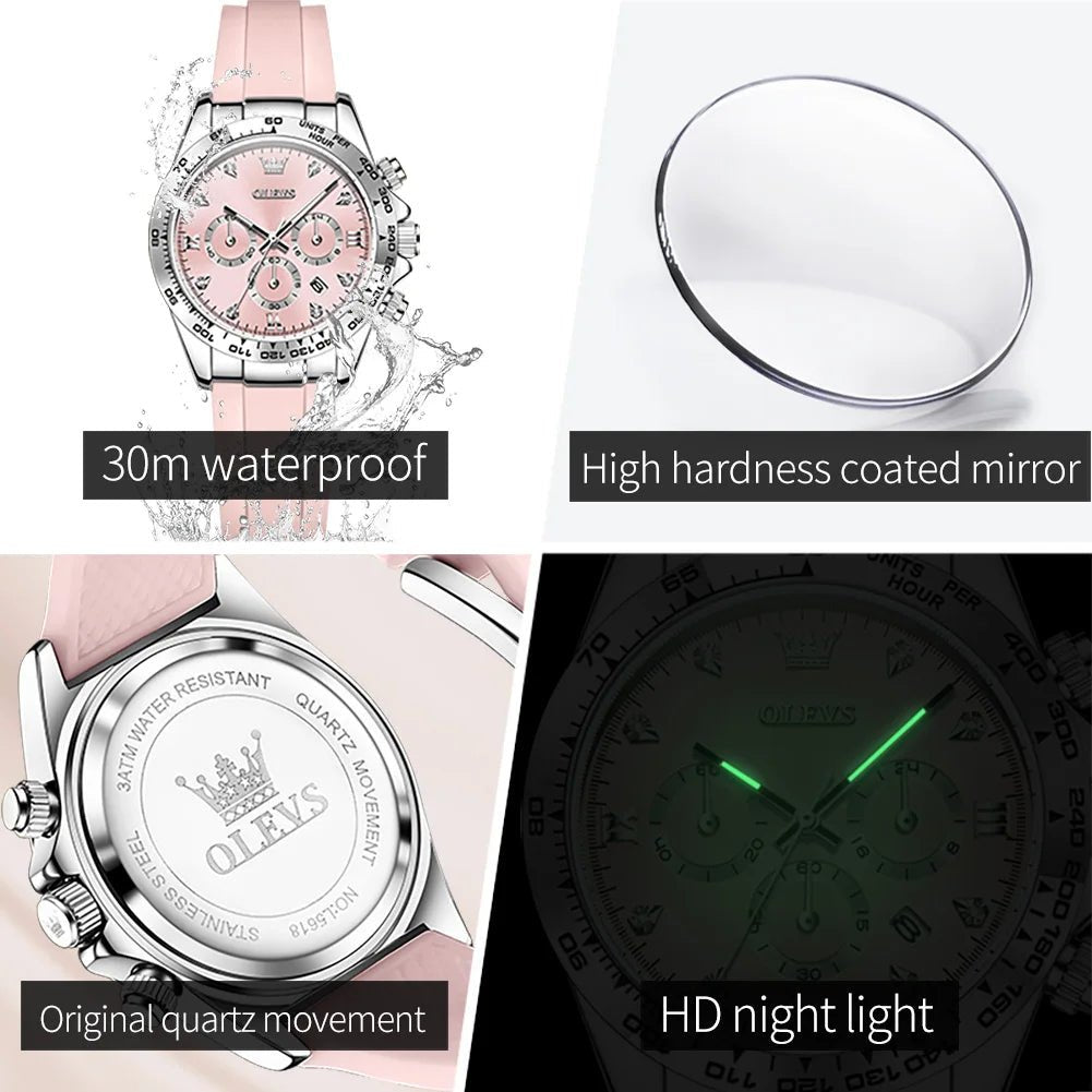 OLEVS 5618 Silicone Chrono Femme - Kyoukaï