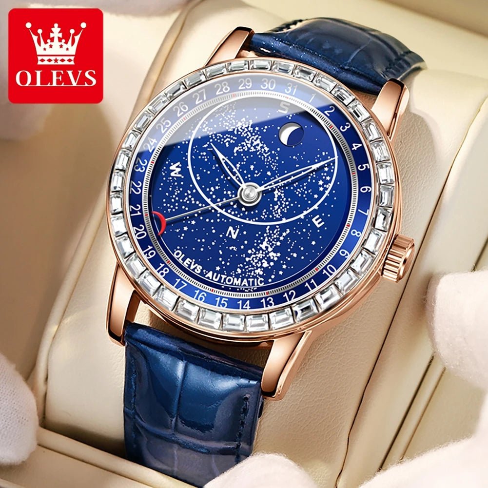 OLEVS 9923 Cuir Bleu Phase Lune - Kyoukaï