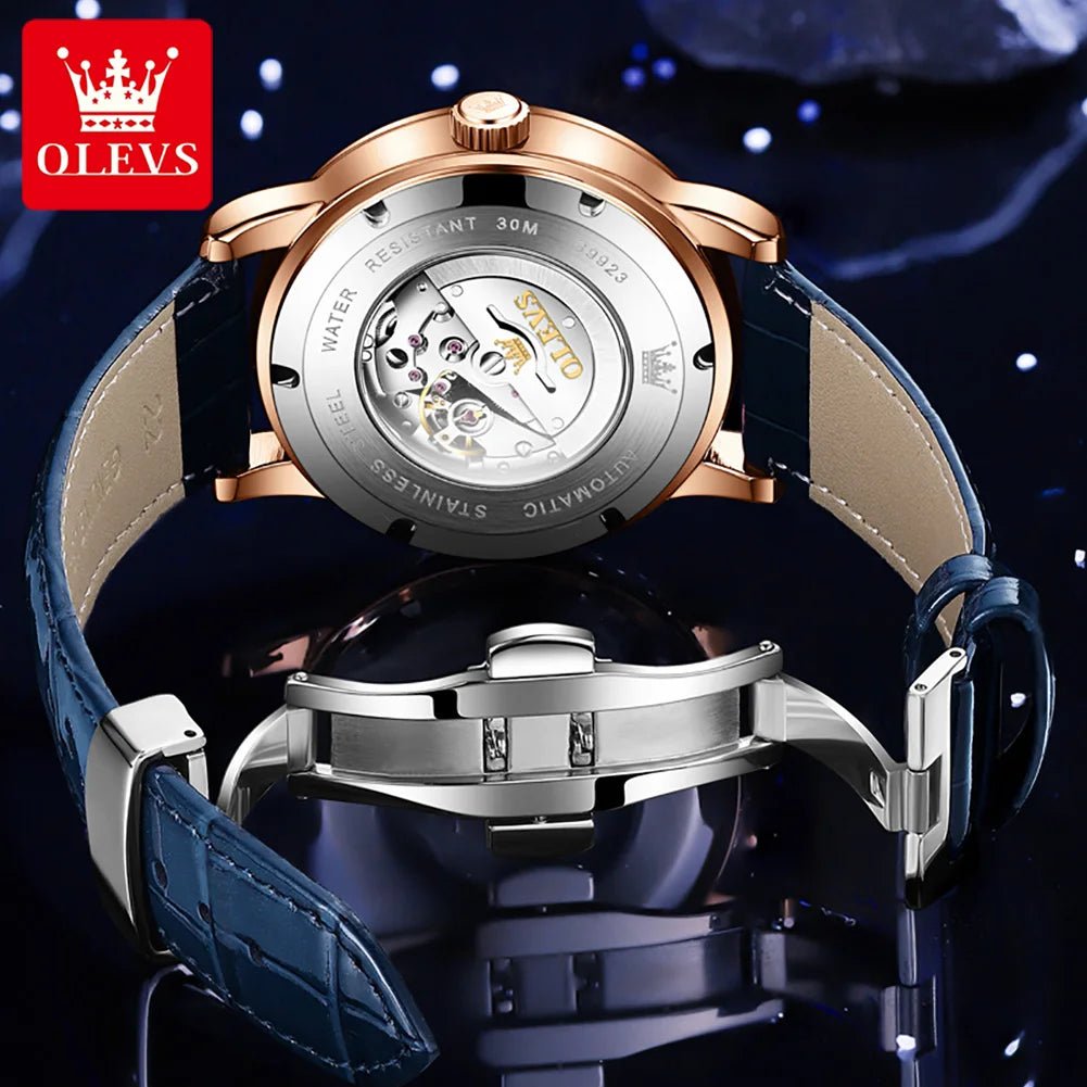 OLEVS 9923 Cuir Bleu Phase Lune - Kyoukaï