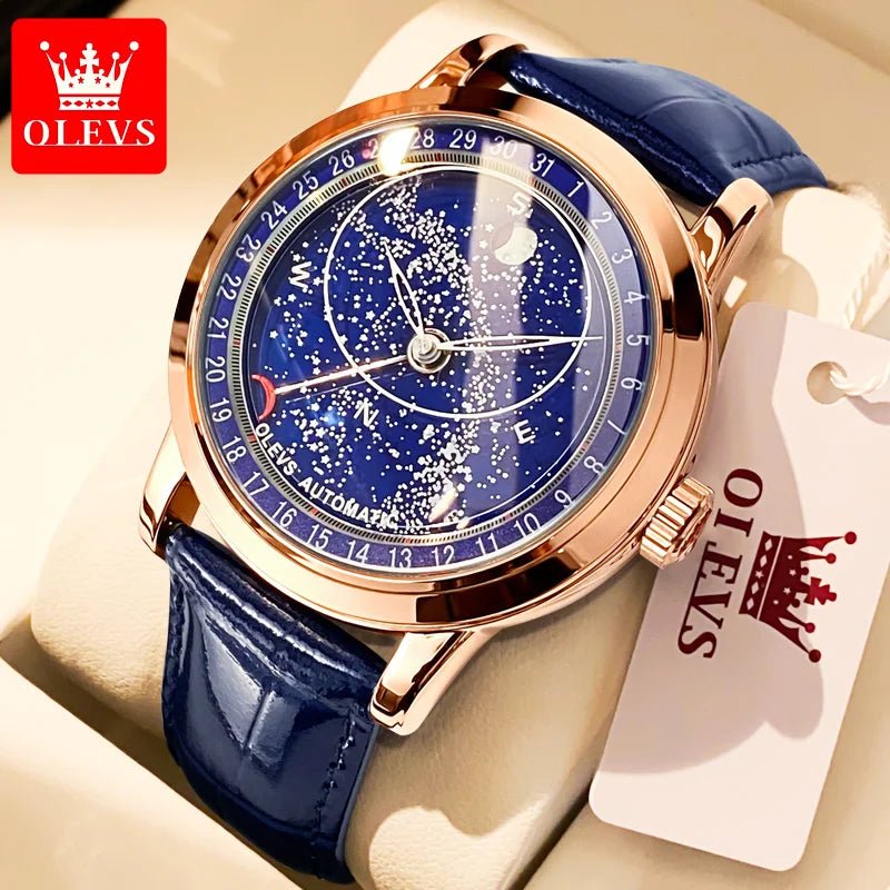 OLEVS 9923 Cuir Bleu Phase Lune - Kyoukaï
