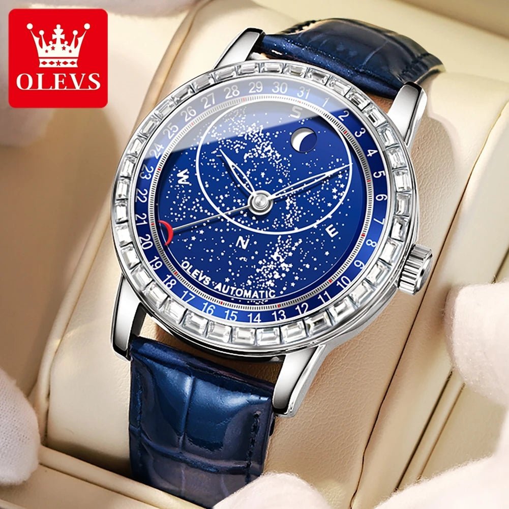 OLEVS 9923 Cuir Bleu Phase Lune - Kyoukaï