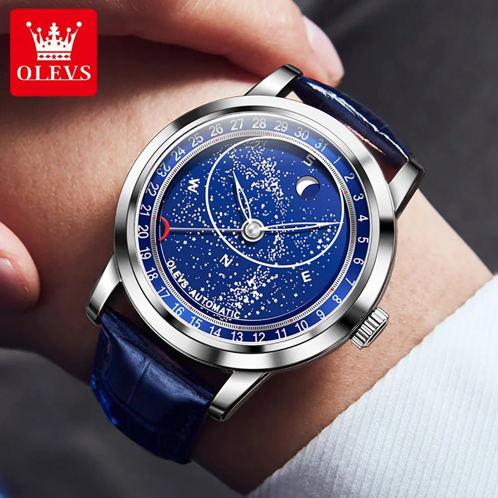 OLEVS 9923 Cuir Bleu Phase Lune - Kyoukaï