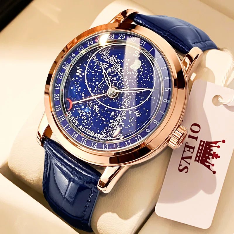 OLEVS 9923 Cuir Bleu Phase Lune - Kyoukaï