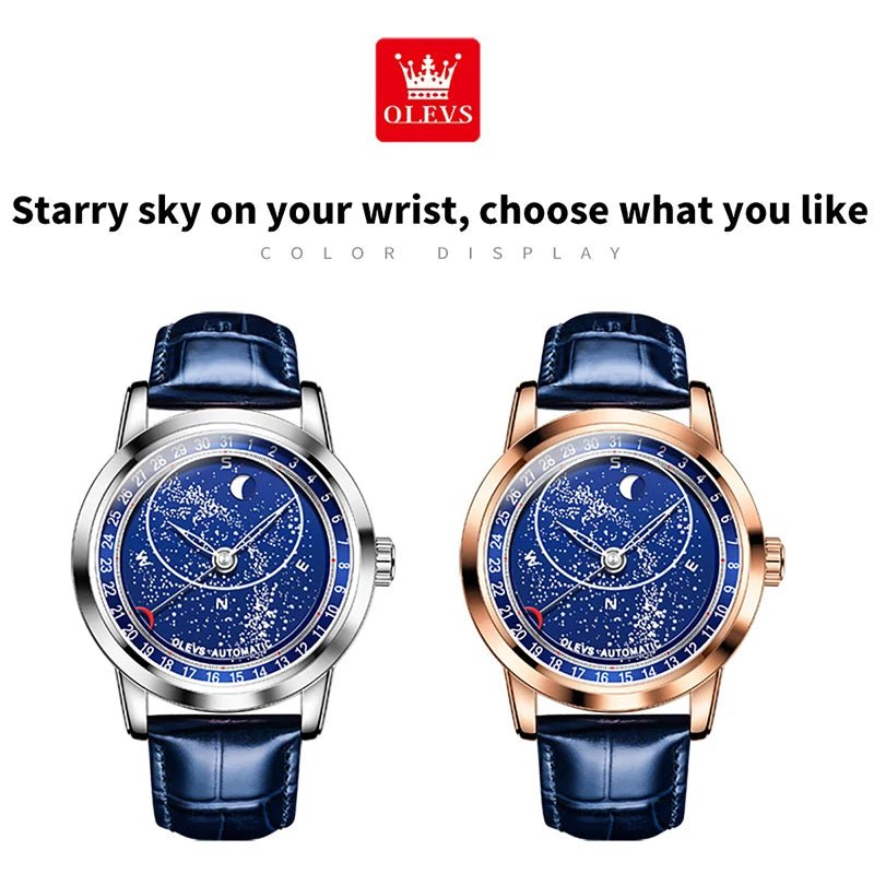 OLEVS 9923 Cuir Bleu Phase Lune - Kyoukaï