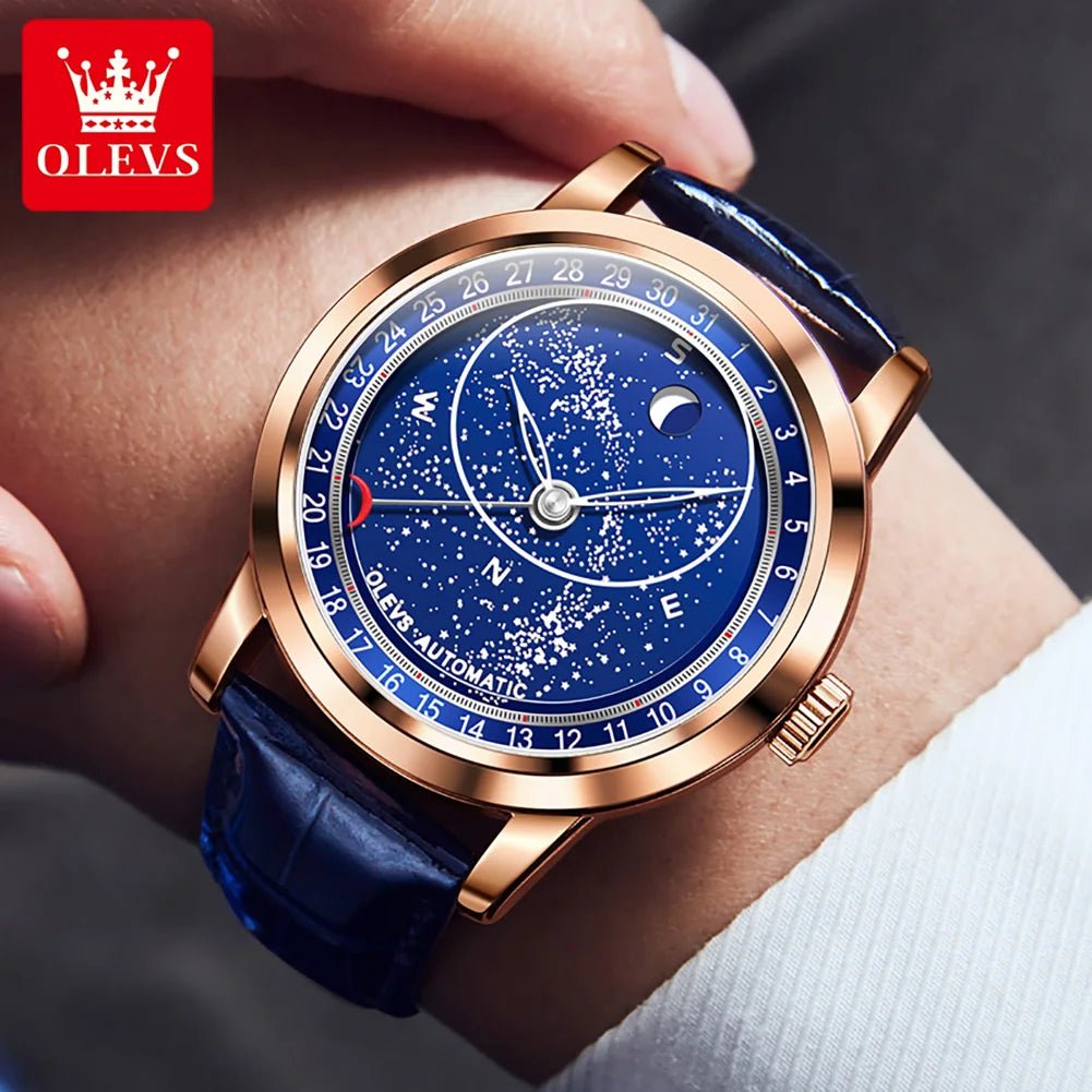 OLEVS 9923 Cuir Bleu Phase Lune - Kyoukaï