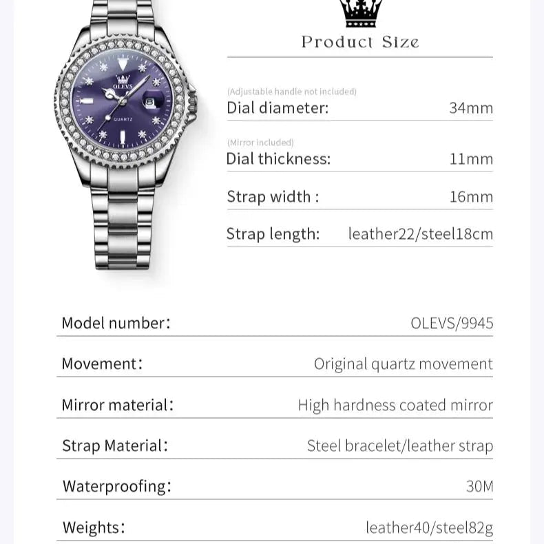 OLEVS 9945 Diamant Violet Femme - Kyoukaï