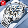 OLVES 6722 Mens Watch Original Luxury Skeleton Automatic Mechanical Watch Waterproof Luminous Stainless Steel Watches For Man - Kyoukaï