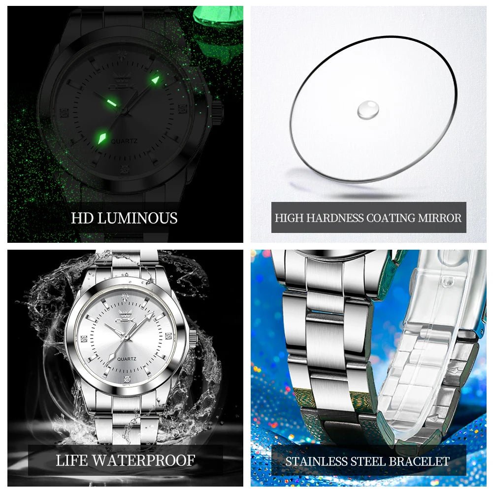 OPK 6002 Wristwatch for Women Fashion Trends Stainless steel Strap Waterproof Full Silvery Watches - Kyoukaï