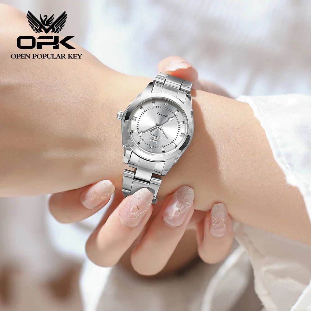 OPK 6002 Wristwatch for Women Fashion Trends Stainless steel Strap Waterproof Full Silvery Watches - Kyoukaï