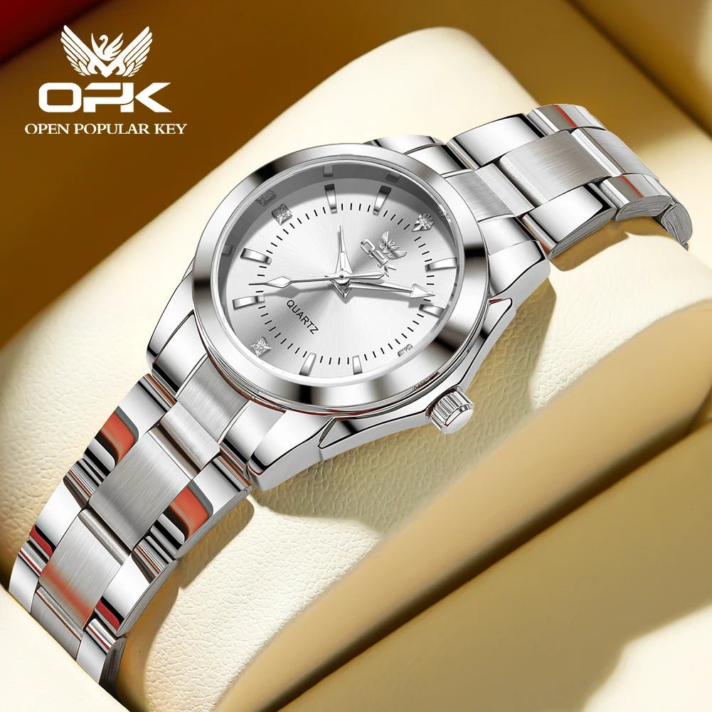 OPK 6002 Wristwatch for Women Fashion Trends Stainless steel Strap Waterproof Full Silvery Watches - Kyoukaï