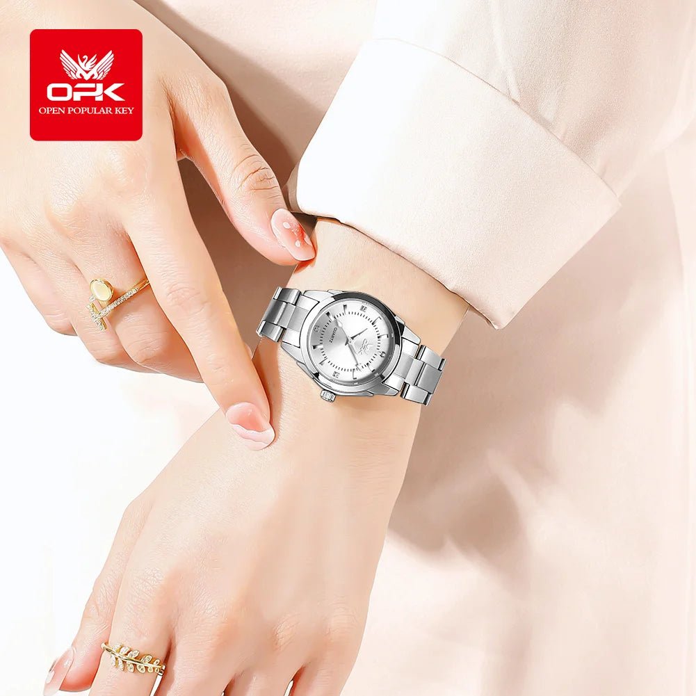OPK 6002 Wristwatch for Women Fashion Trends Stainless steel Strap Waterproof Full Silvery Watches - Kyoukaï