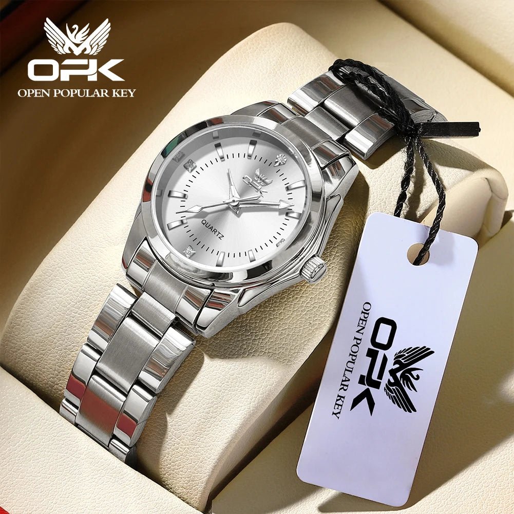 OPK 6002 Wristwatch for Women Fashion Trends Stainless steel Strap Waterproof Full Silvery Watches - Kyoukaï