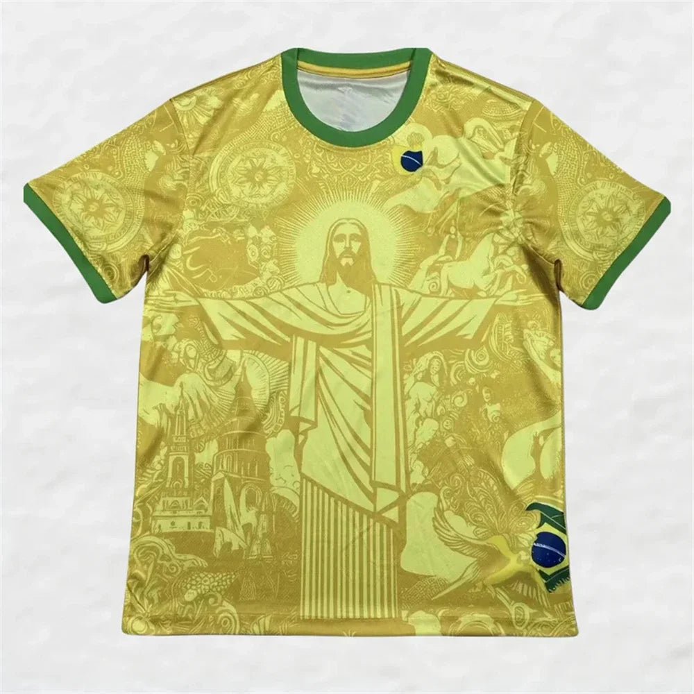 Summer Football Training Top Brazil Special Edition Jesus Black Grey Football Jersey Adult Children Outdoor Quick-drying Tshirts - Kyoukaï