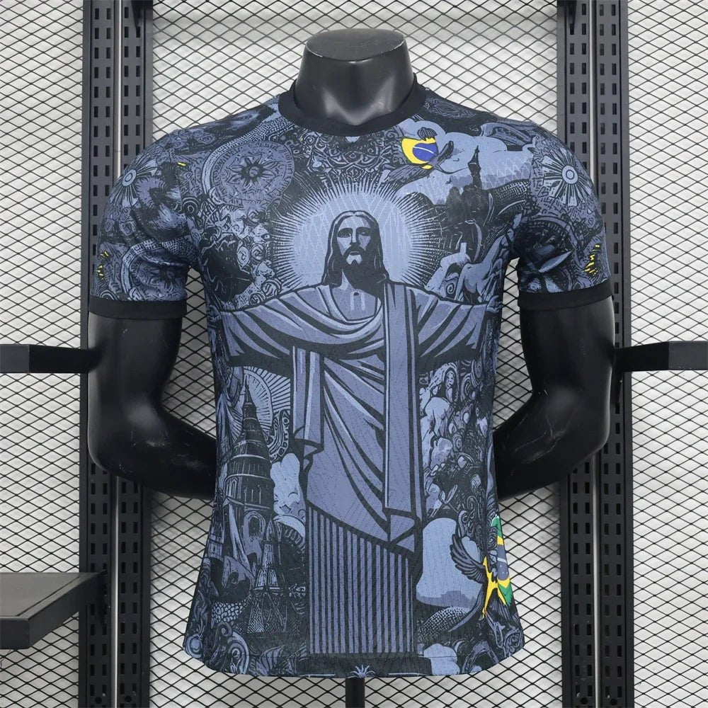 Summer Football Training Top Brazil Special Edition Jesus Black Grey Football Jersey Adult Children Outdoor Quick-drying Tshirts - Kyoukaï